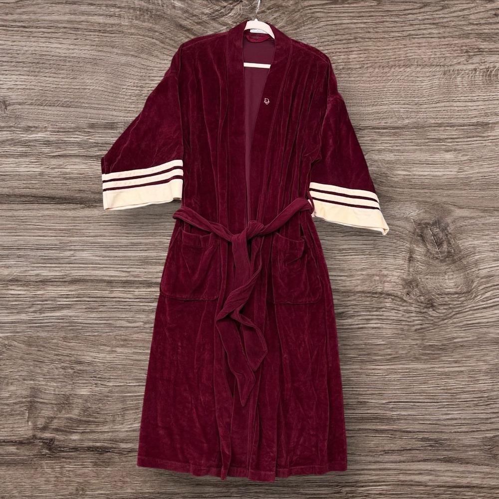 Christianβ Dior Robe De Chambre Burgundy Velour Wrap Robe Vintage One size Read